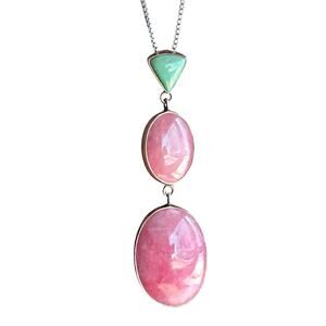 Jay King Desert Rose DTR Rhodochrosite & Turquoise Pendant, Sterling Silver